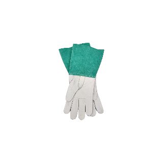 Mulax TIG-lashandschoen wit/groen met duimversteviging, Kevlar gestikt