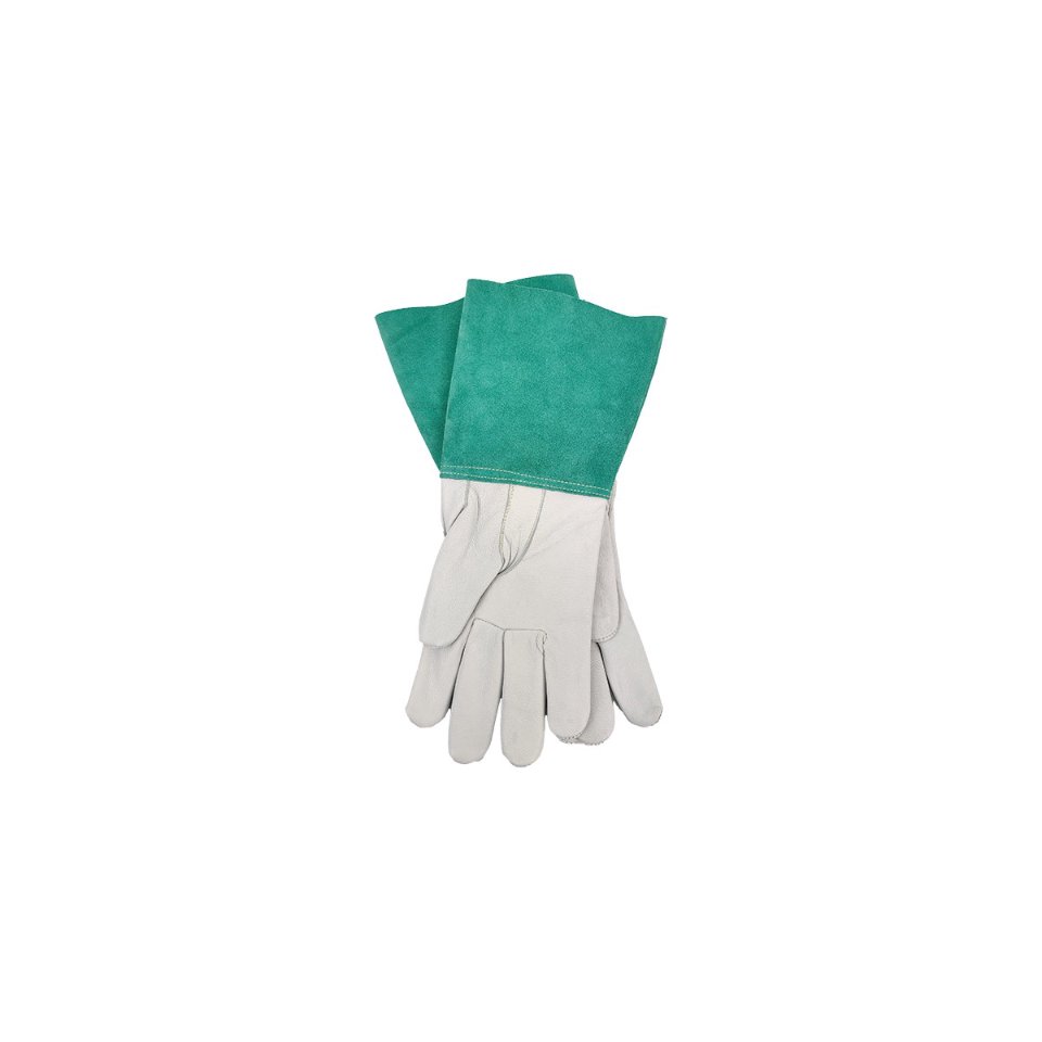 Mulax TIG-lashandschoen wit/groen met duimversteviging, Kevlar gestikt
